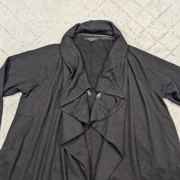 Allsaints Jacket Womens 6 Black Callie Jersey Cardigan Flowy Cozy Casual - Picture 2 of 8